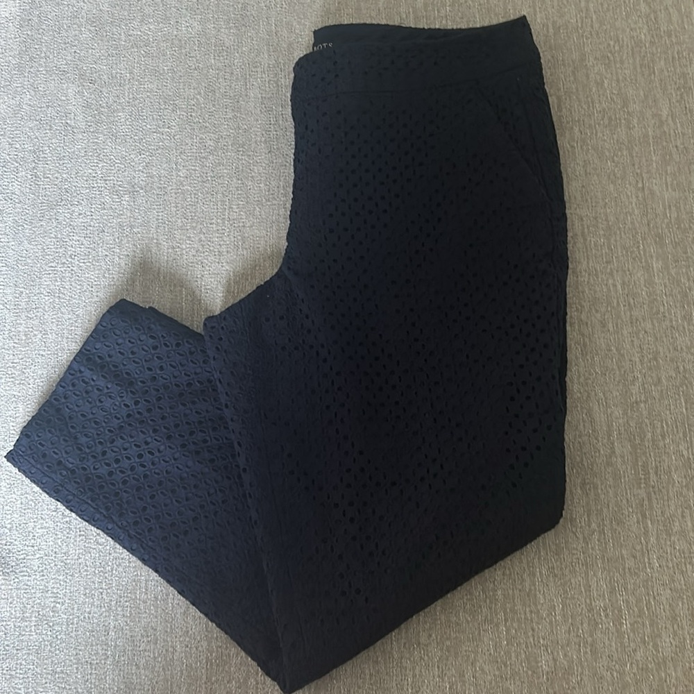 Talbots navy blue cotton eyelet ankle pants Size 12P